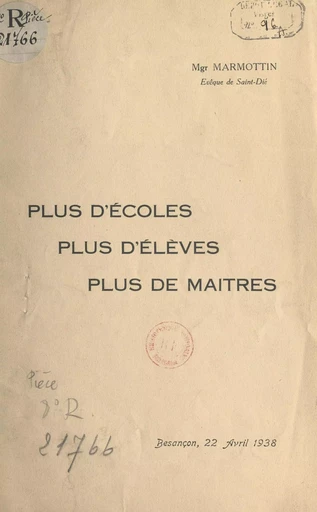 Plus d'écoles, plus d'élèves, plus de maîtres ! - Louis Marmottin - FeniXX réédition numérique