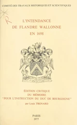 L'intendance de Flandre wallonne en 1698