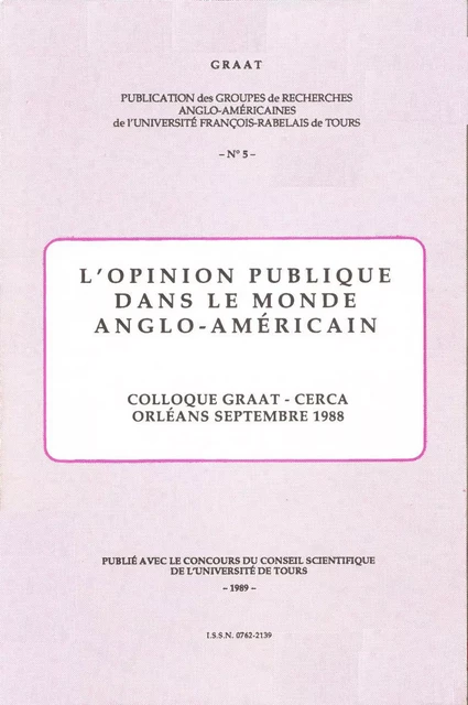 L'opinion publique dans le monde anglo-américain -  - Presses universitaires François-Rabelais