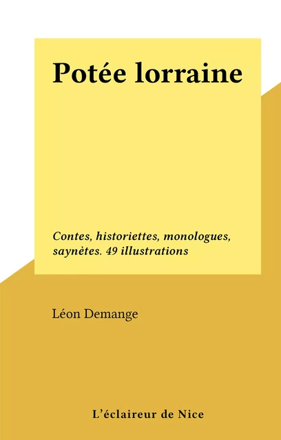 Potée lorraine - Léon Demange - FeniXX réédition numérique