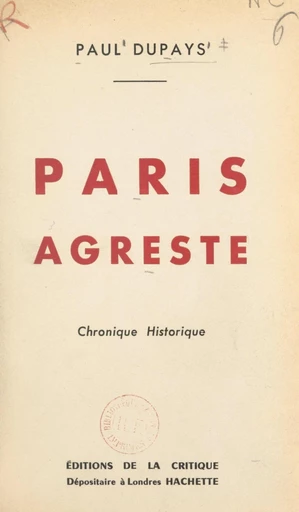 Paris agreste - Paul Dupays - FeniXX réédition numérique