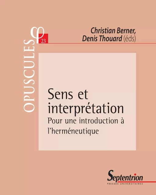 Sens et interprétation -  - Presses Universitaires du Septentrion