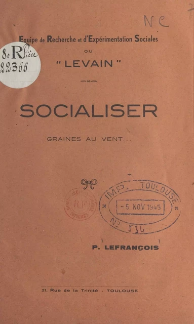 Socialiser - P. Lefrançois - FeniXX réédition numérique