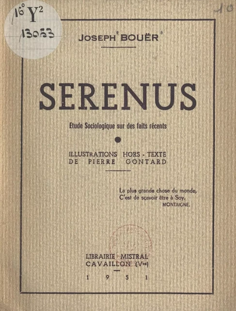 Sérénus - Joseph Bouër - FeniXX réédition numérique