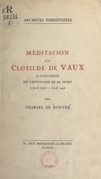 Méditation sur Clotilde de Vaux