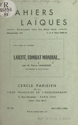 Laïcité, combat mondial...