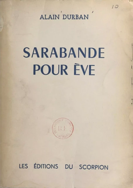 Sarabande pour Ève - Alain Durban - FeniXX réédition numérique