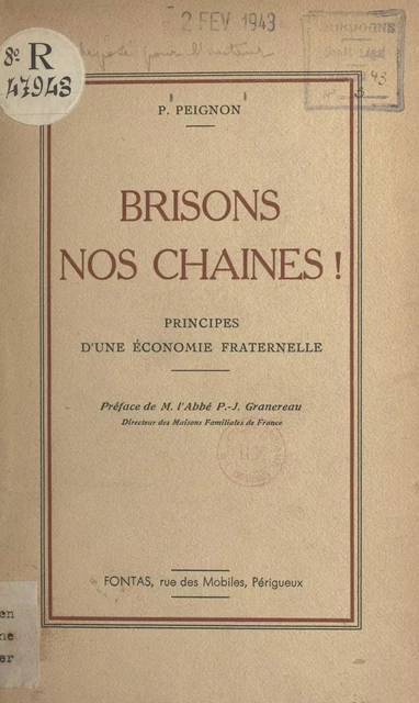 Brisons nos chaînes ! - P. Peignon - FeniXX réédition numérique