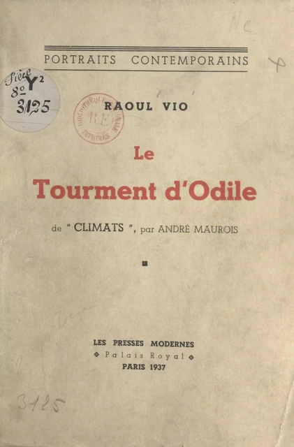 Le tourment d'Odile - Raoul Vio - FeniXX réédition numérique