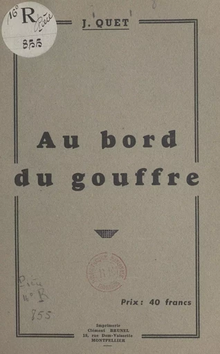 Au bord du gouffre - J. Quet - FeniXX réédition numérique