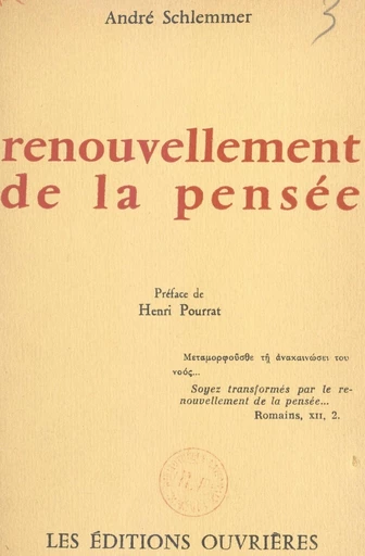 Renouvellement de la pensée - André Schlemmer - FeniXX réédition numérique