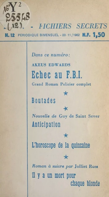 Échec au F.B.I. - Guy de Saint Sever, Akeus Edwards, Jolliet Ross - FeniXX réédition numérique