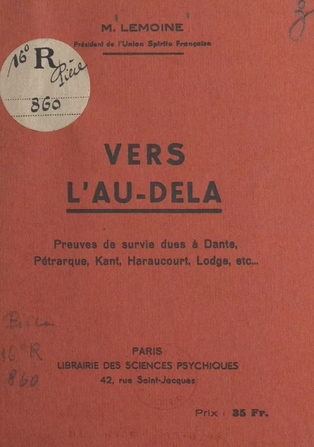 Vers l'au-delà - Ulysse Lemoine - FeniXX réédition numérique