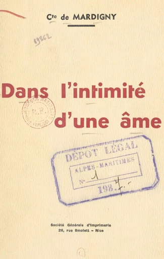 Dans l'intimité d'une âme -  Mardigny - FeniXX réédition numérique