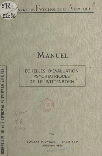 Échelles d'évaluation psychiatriques de Wittenborn - John Richard Wittenborn - FeniXX réédition numérique