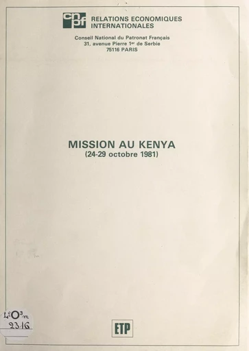 Misson au Kenya (24-29 octobre 1981) - Anne C. de Nanteuil - FeniXX réédition numérique