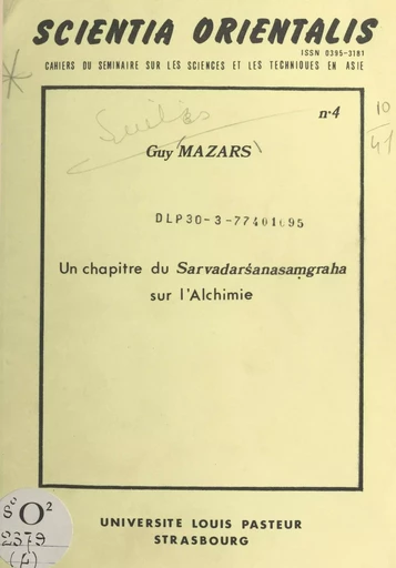 Un chapitre du Sarvadarśanasaṃgraha sur l'alchimie - Guy Mazars - FeniXX réédition numérique