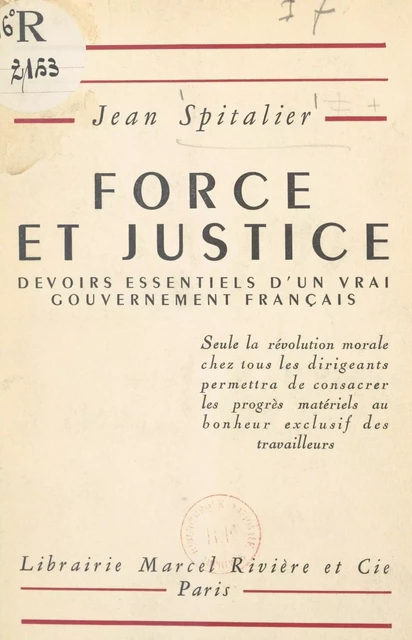 Force et justice - Jean Spitalier - FeniXX réédition numérique