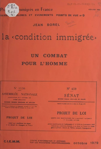 La condition immigrée - Jean Borel - FeniXX réédition numérique