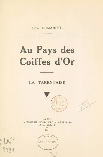 Au pays des coiffes d'or - Léon Dumarest - FeniXX réédition numérique