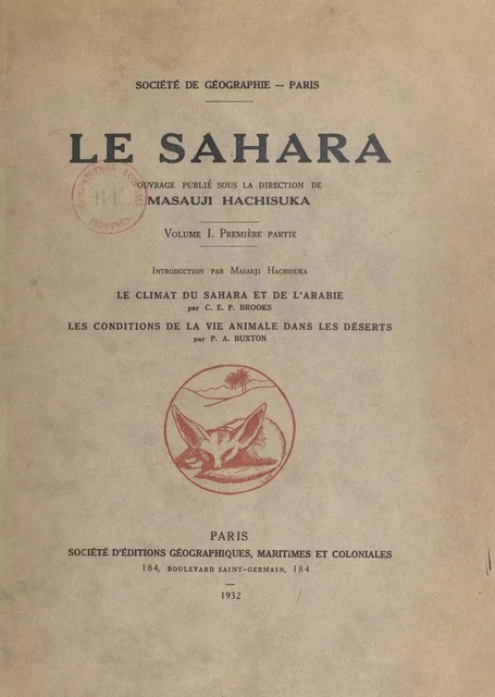 Le Sahara (1) - C. E. P. Brooks, P. A. Buxton - FeniXX réédition numérique