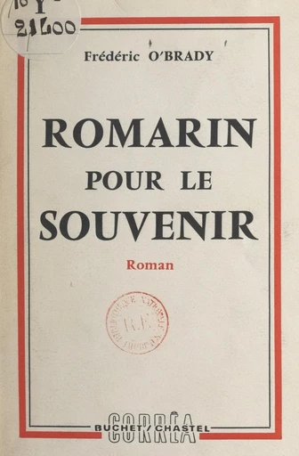 Romarin pour le souvenir - Frédéric O'Brady - FeniXX réédition numérique