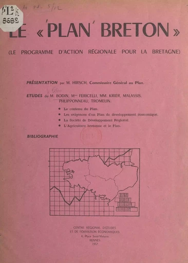 Le plan breton - Edmond Bodin, Anne-Marie Fericelli, Henri Krier - FeniXX réédition numérique