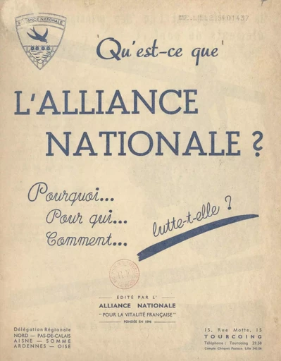 Qu'est-ce que l'alliance nationale ? -  Alliance Nationale pour la Vitalité Française - FeniXX réédition numérique