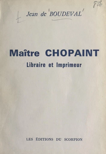 Maître Chopaint - Jean de Boudeval - FeniXX réédition numérique