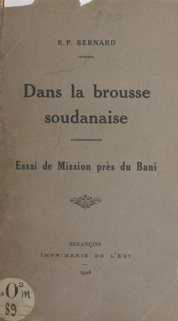 Dans la brousse soudanaise -  Bernard - FeniXX réédition numérique