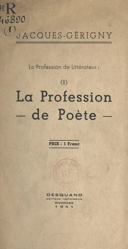 La profession de littérateur (1) - Jacques Gérigny - FeniXX réédition numérique