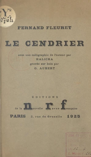 Le cendrier - Fernand Fleuret - FeniXX réédition numérique