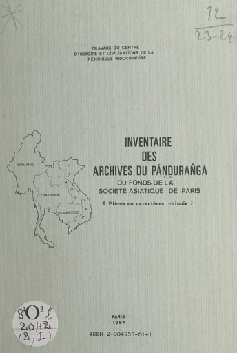 Inventaire des archives du Pāṇḍuraṅga du fonds de la Société asiatique de Paris - Zchichao Chen, Do Nguyen, Tran Huan Nguyen - FeniXX réédition numérique