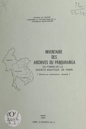 Inventaire des archives du Pāṇḍuraṅga du fonds de la Société asiatique de Paris