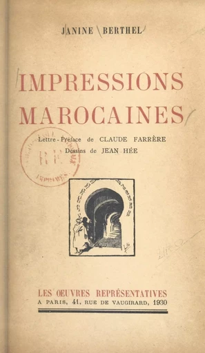 Impressions marocaines - Janine Berthel - FeniXX réédition numérique