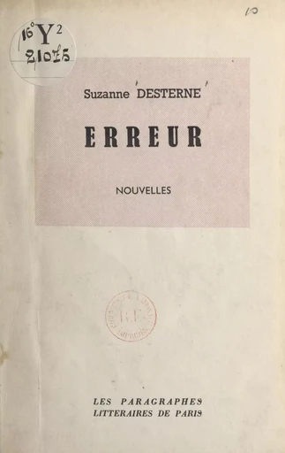 Erreur - Suzanne Desterne - FeniXX réédition numérique