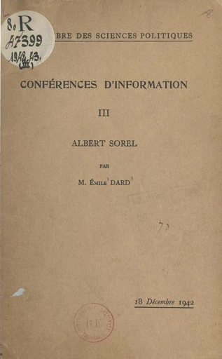 Albert Sorel - Émile Dard - FeniXX réédition numérique