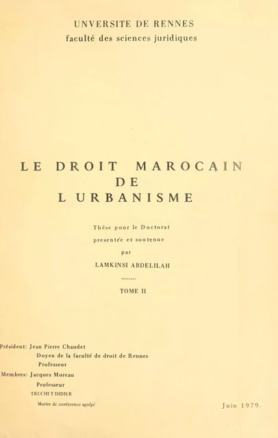 Le droit marocain de l'urbanisme (2) - Lamkinsi Abdelilah - FeniXX réédition numérique