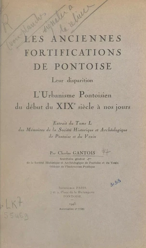 Les anciennes fortifications de Pontoise - Charles Gantois - FeniXX réédition numérique