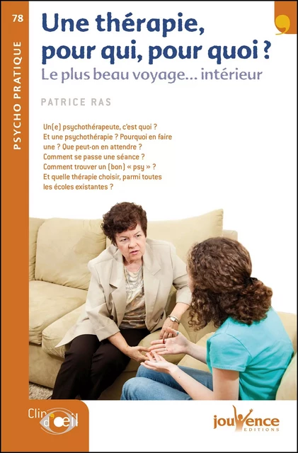 Une thérapie, pour qui, pour quoi ? - Patrice Ras - Éditions Jouvence
