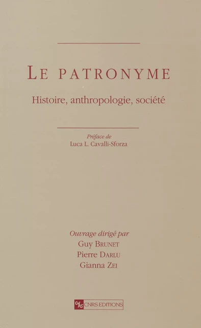 Le patronyme -  - CNRS Éditions via OpenEdition