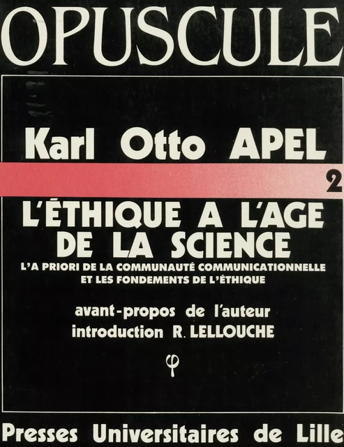 L’éthique à l’âge de la science - Karl Otto Apel - Presses Universitaires du Septentrion