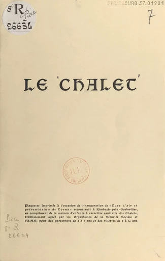 Le chalet - Alphonse Oberlé - FeniXX réédition numérique