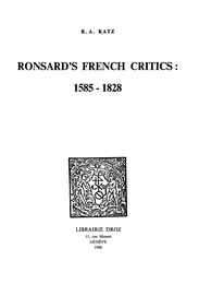 Ronsard’s French Critics : 1585-1828