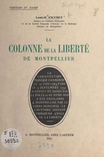 La Colonne de la liberté de Montpellier - Louis-Henri Escuret - FeniXX réédition numérique