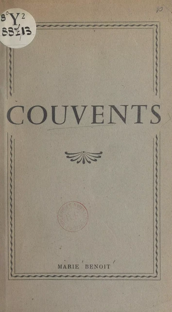 Couvents - Marie Benoît - FeniXX réédition numérique