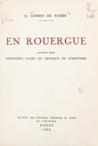 En Rouergue - Bernard Combes de Patris - FeniXX réédition numérique