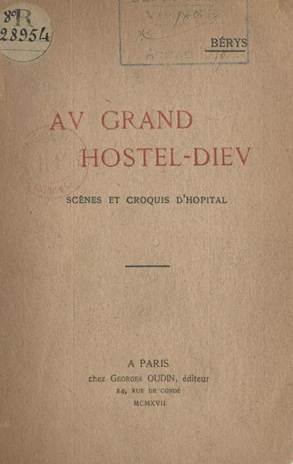 Au Grand Hostel-Dieu - José de Bérys - FeniXX réédition numérique