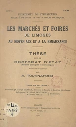 Les marchés et foires de Limoges au Moyen Âge et à la Renaissance