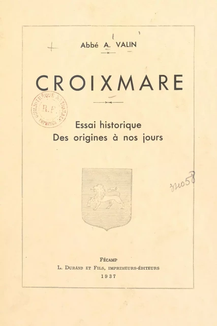 Croixmare - André Valin - FeniXX réédition numérique